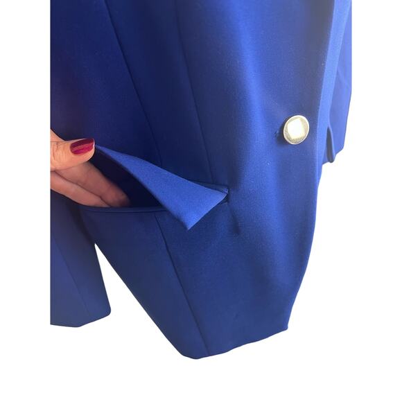 QVC Dennis Basso Ponte Knit Lined Blazer With Pockets NWT ROYAL SIZE 10 - Picture 5 of 10